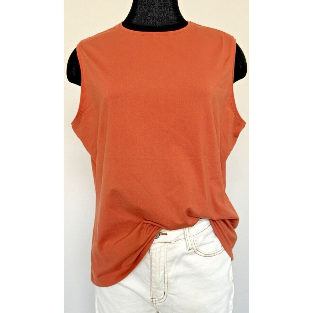 New York & Company‎ Stretch Sleeveless Top Women XL Burnt Orange Soft Classic